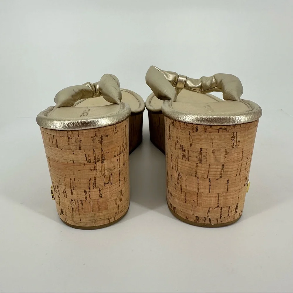 Veronica Beard Gabby Platform in Metallic Gold Leather size 8 Wedges Sandals